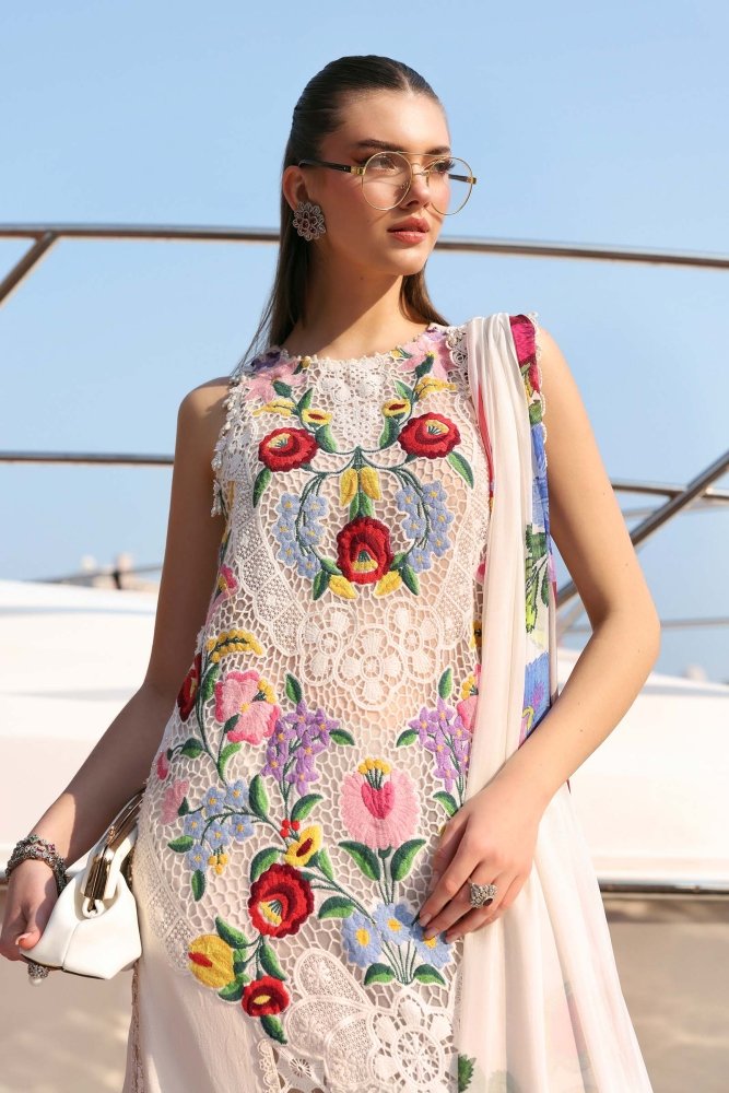 Lawn - 3PC Chikankari Embroidered With Digital Printed Jacquard Dupatta - 5304 - Sapphire Studios