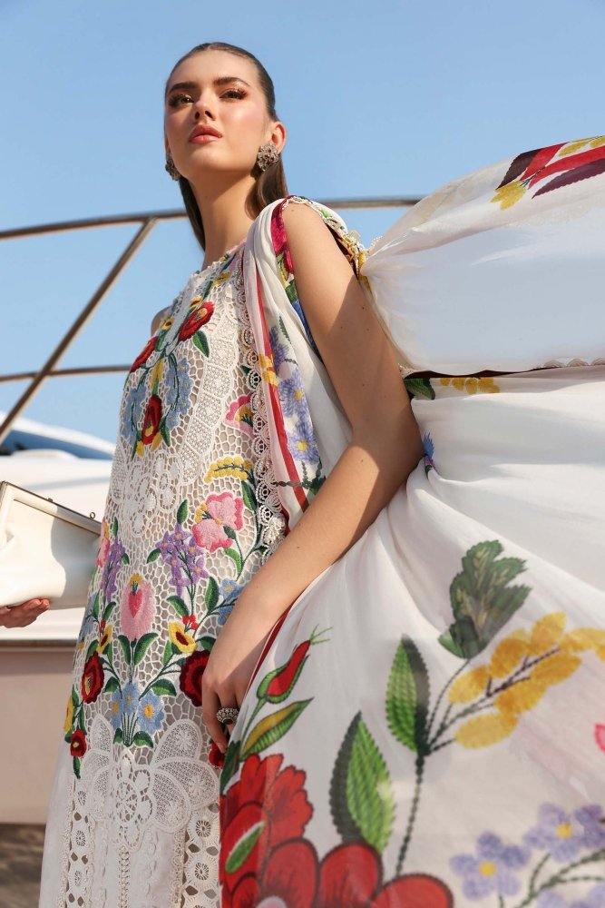 Lawn - 3PC Chikankari Embroidered With Digital Printed Jacquard Dupatta - 5304 - Sapphire Studios