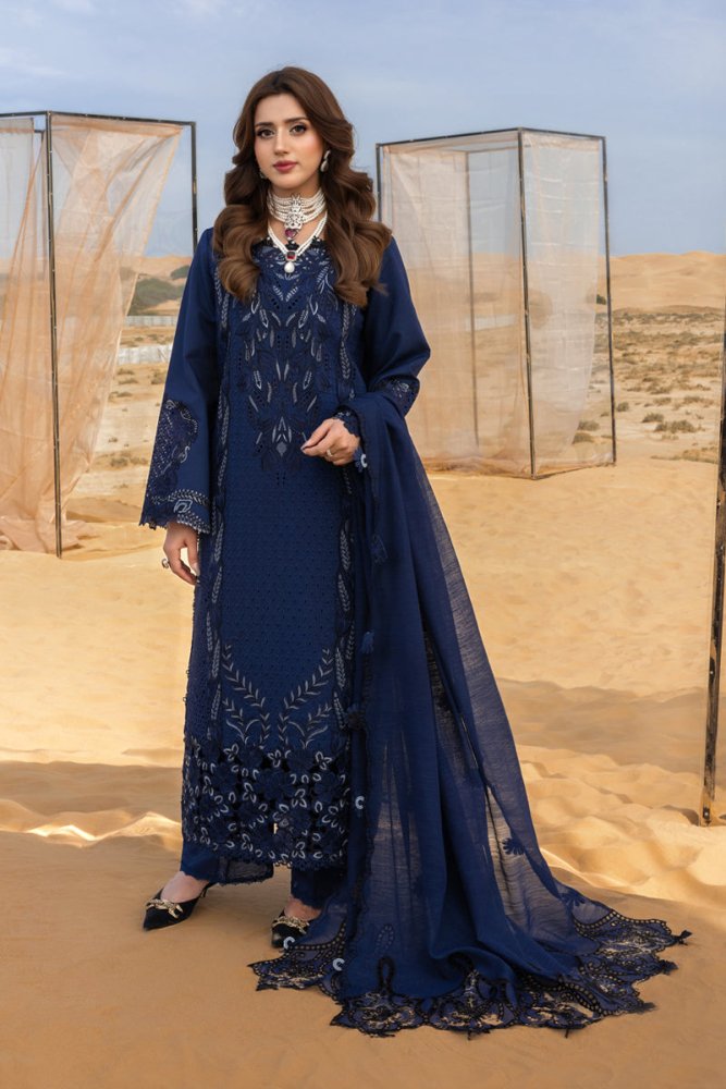 Lawn - 3PC Chikankari Embroidered With Khadi Net Embroidered Dupatta - 5315 - Sapphire Studios