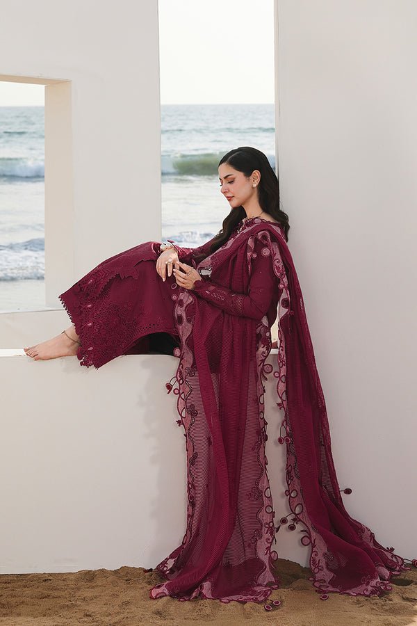 Lawn - 3PC Chikankari Embroidered With Organza Embroidered Dupatta - 5219 - Sapphire Studios