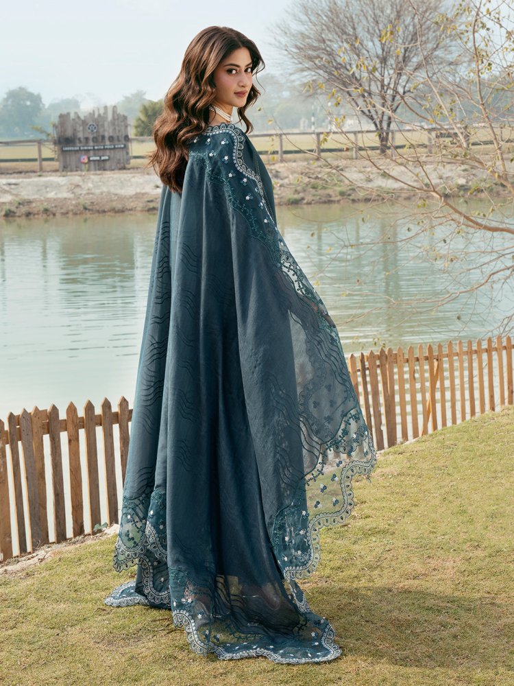 Lawn - 3PC Chikankari Embroidered With Organza Embroidered Dupatta - 5283 - Sapphire Studios