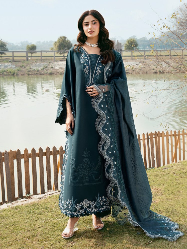 Lawn - 3PC Chikankari Embroidered With Organza Embroidered Dupatta - 5283 - Sapphire Studios