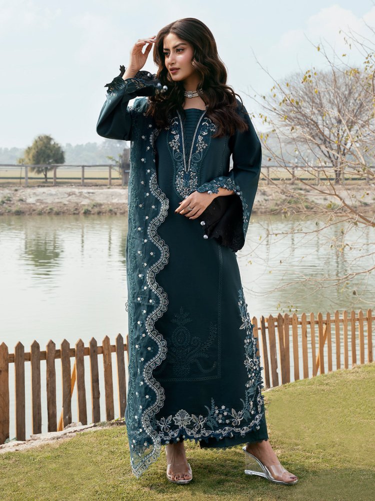Lawn - 3PC Chikankari Embroidered With Organza Embroidered Dupatta - 5283 - Sapphire Studios