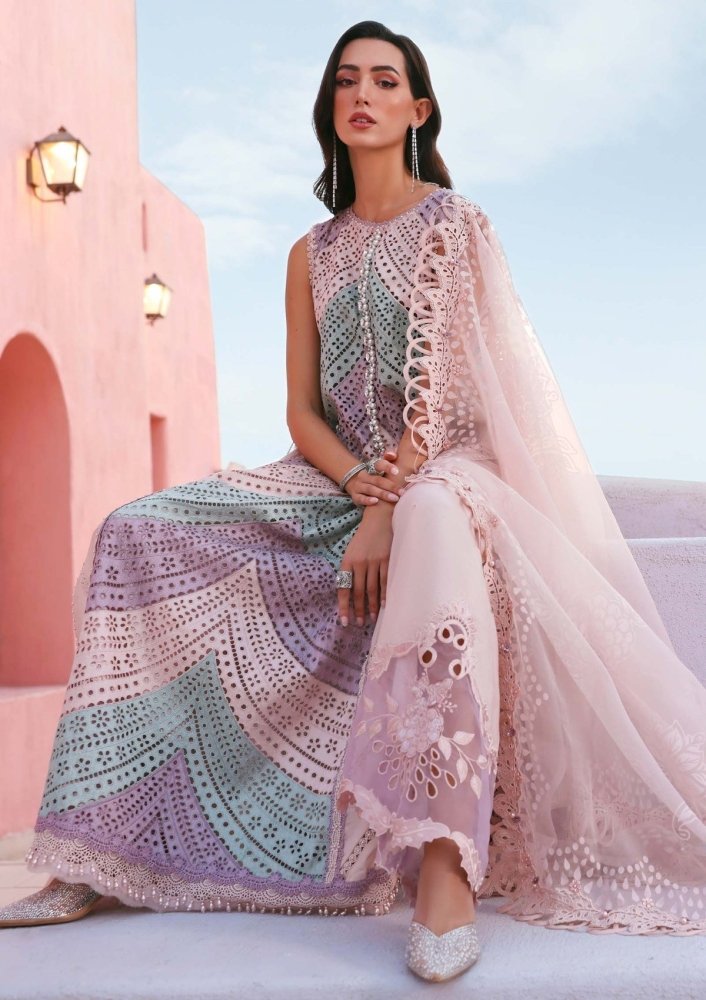 Lawn - 3PC Chikankari Embroidered With Silk Embroidered Dupatta - 5296 - Sapphire Studios