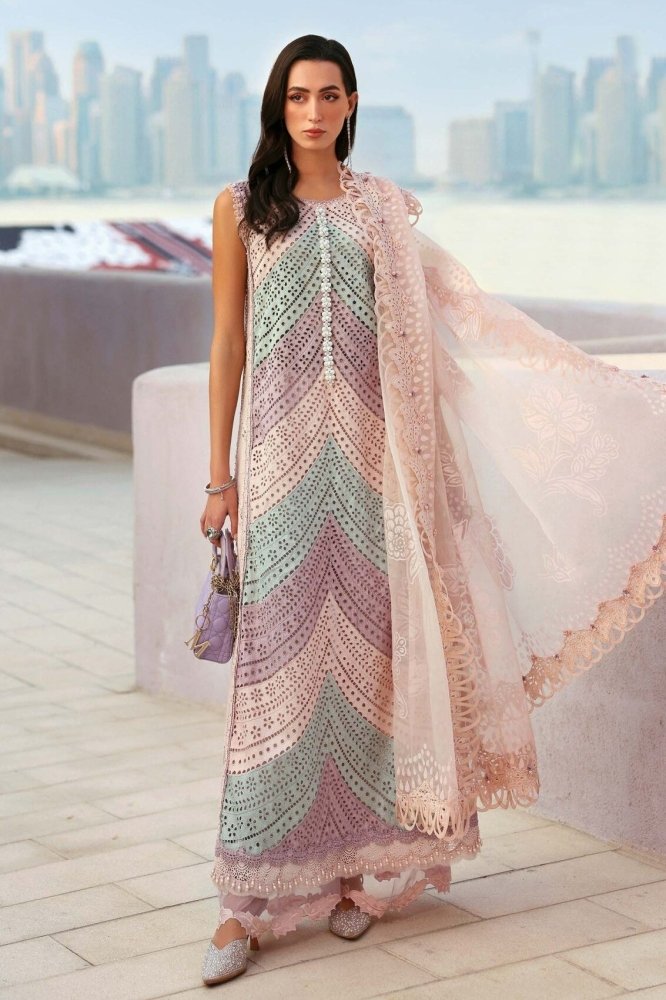 Lawn - 3PC Chikankari Embroidered With Silk Embroidered Dupatta - 5296 - Sapphire Studios