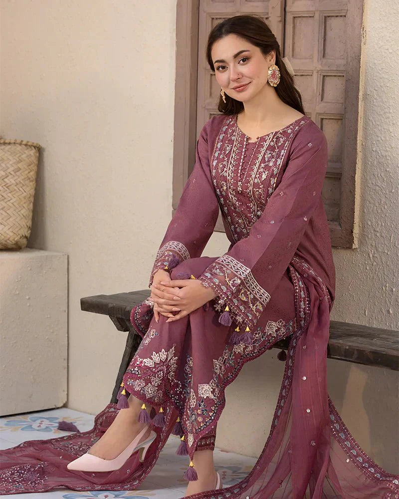 Lawn - 3PC Embroidered Shirt with Chiffon Embroidered Dupatta - 5064 - Sapphire Studios