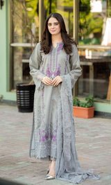 Lawn - 3PC Embroidered Shirt with Chiffon Embroidered Dupatta - 5155 - Sapphire Studios