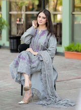 Lawn - 3PC Embroidered Shirt with Chiffon Embroidered Dupatta - 5155 - Sapphire Studios