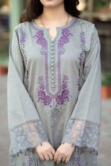 Lawn - 3PC Embroidered Shirt with Chiffon Embroidered Dupatta - 5155 - Sapphire Studios