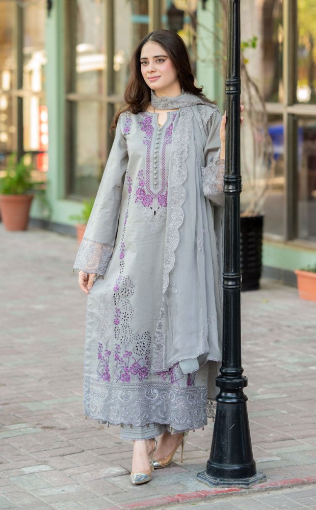 Lawn - 3PC Embroidered Shirt with Chiffon Embroidered Dupatta - 5155 - Sapphire Studios