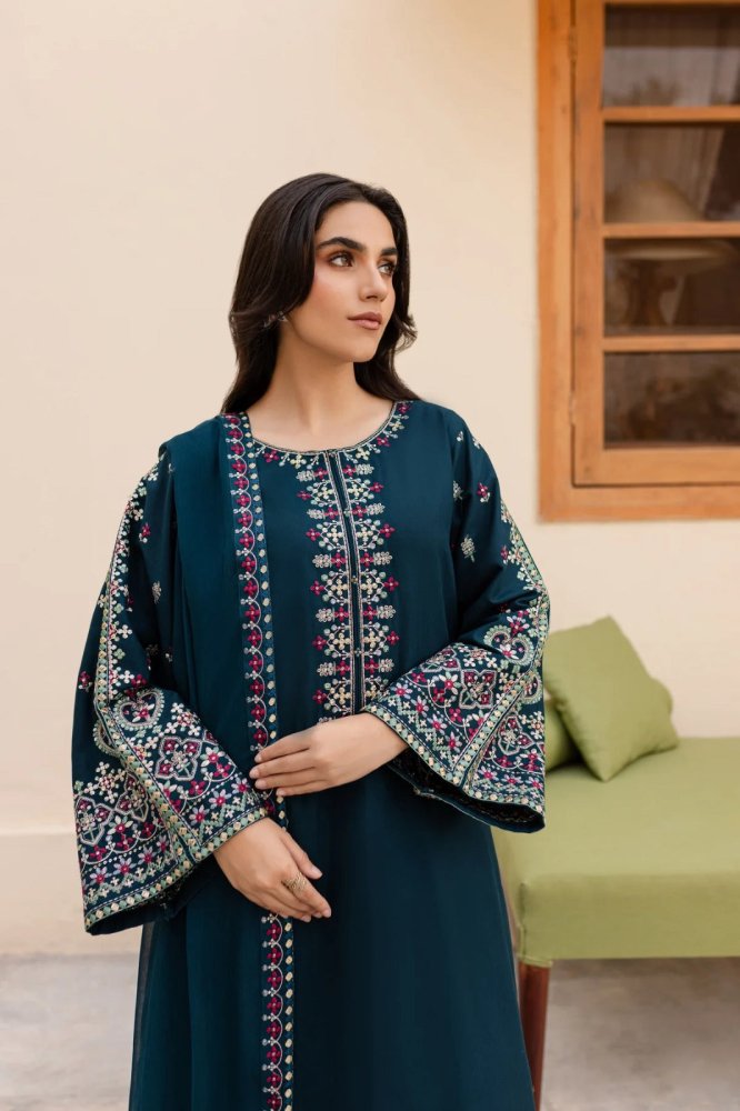 Lawn - 3PC Embroidered Shirt with Chiffon Embroidered Dupatta - 5162 - Sapphire Studios