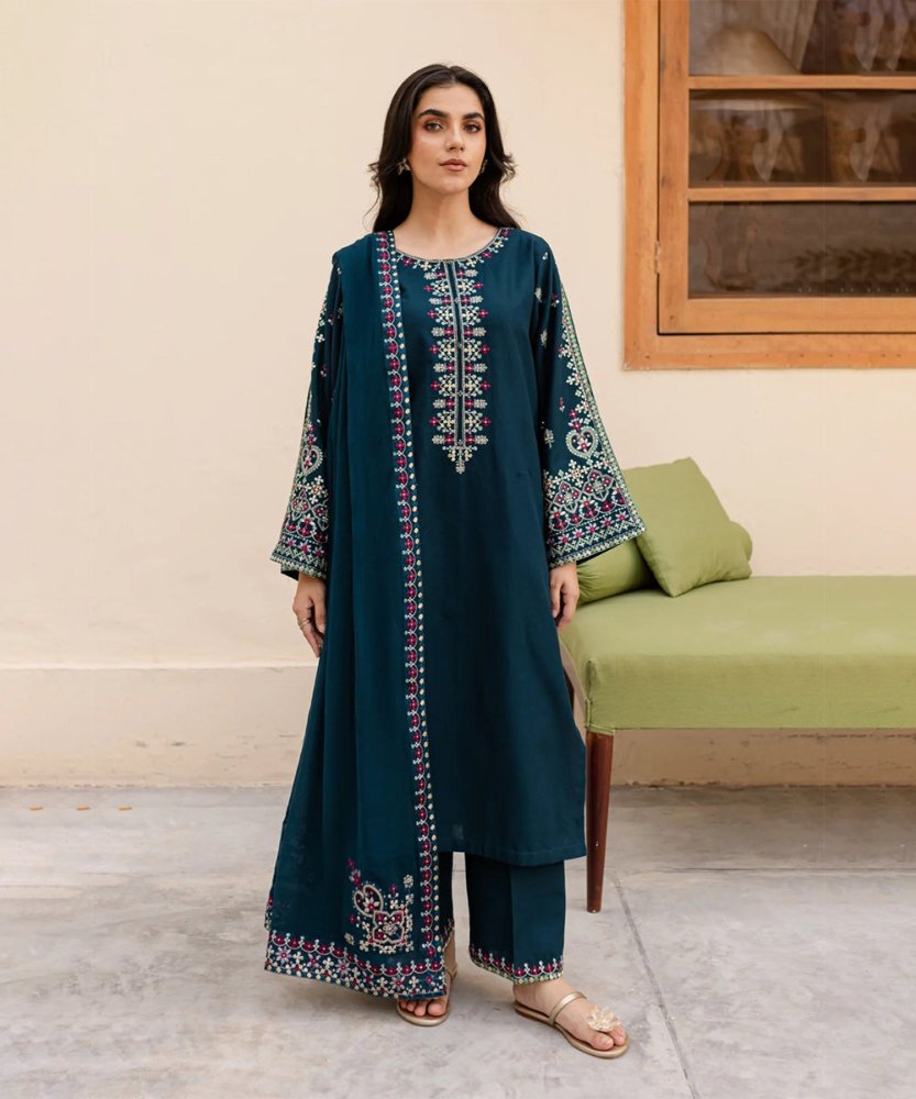 Lawn - 3PC Embroidered Shirt with Chiffon Embroidered Dupatta - 5162 - Sapphire Studios