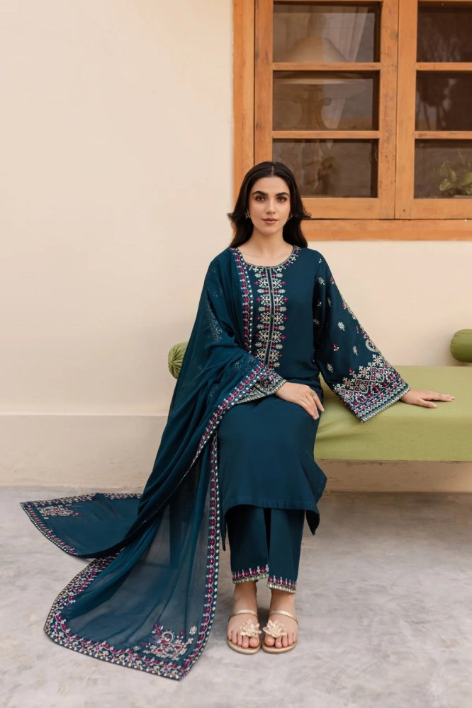Lawn - 3PC Embroidered Shirt with Chiffon Embroidered Dupatta - 5162 - Sapphire Studios