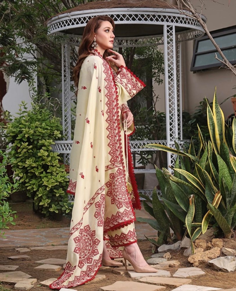 Lawn - 3PC Embroidered Shirt with Cotton Net Viscose Dupatta - 5140 - Sapphire Studios