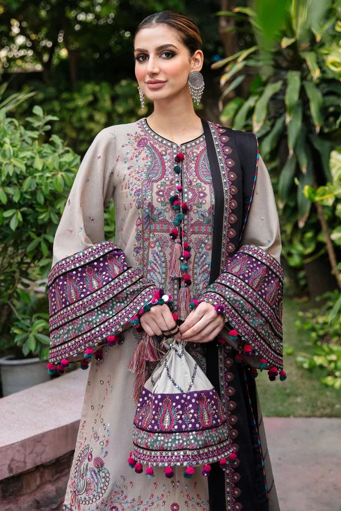 Lawn - 3PC Embroidered Shirt With Cotton Net Viscose Embroidered Dupatta - 5122 - Sapphire Studios