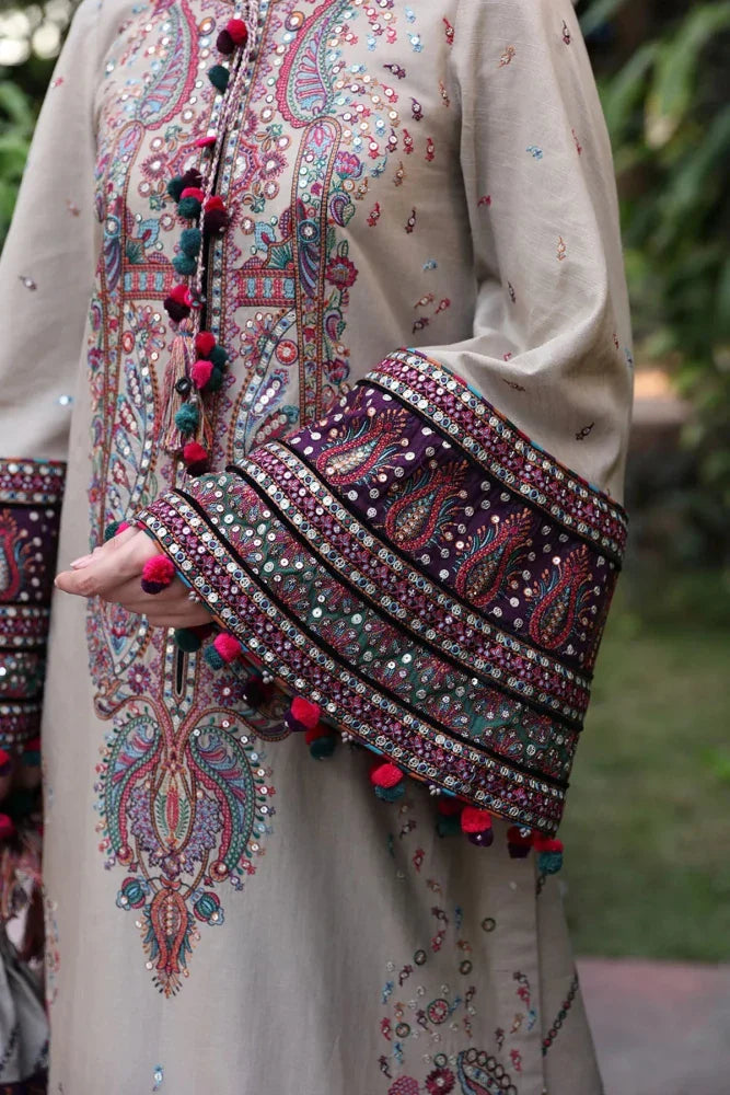 Lawn - 3PC Embroidered Shirt With Cotton Net Viscose Embroidered Dupatta - 5122 - Sapphire Studios