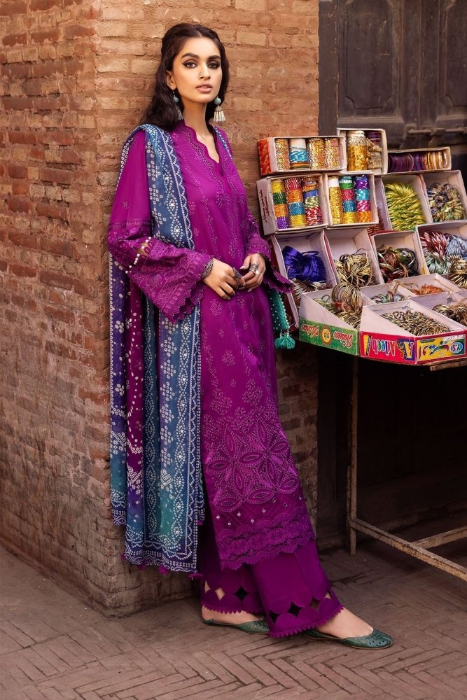 Lawn - 3PC Embroidered Shirt with Digital Printed Jacquard Dupatta - 1205 - Sapphire Studios