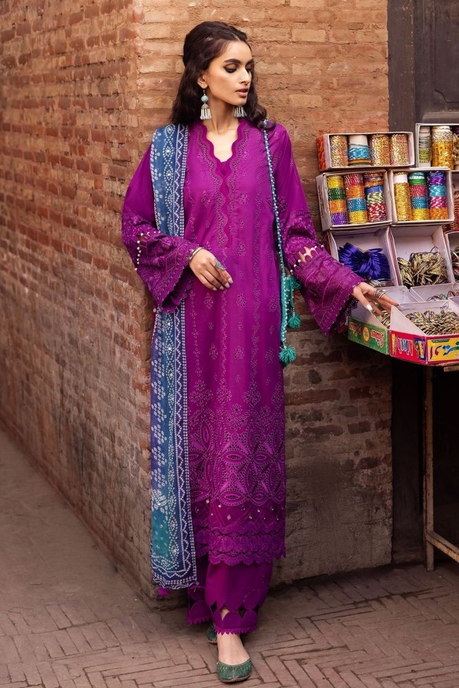 Lawn - 3PC Embroidered Shirt with Digital Printed Jacquard Dupatta - 1205 - Sapphire Studios