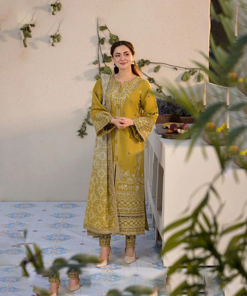Lawn - 3PC Embroidered Shirt with Digital Printed Jacquard Dupatta - 1324 - Sapphire Studios