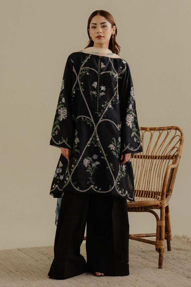 Lawn - 3PC Embroidered Shirt with Digital Printed Jacquard Dupatta - 1384 - Sapphire Studios