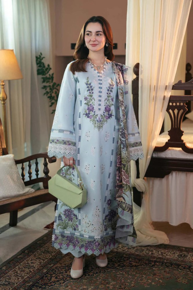 Lawn - 3PC Embroidered Shirt with Digital Printed Jacquard Dupatta - 5104 - Sapphire Studios