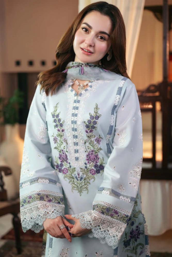 Lawn - 3PC Embroidered Shirt with Digital Printed Jacquard Dupatta - 5104 - Sapphire Studios