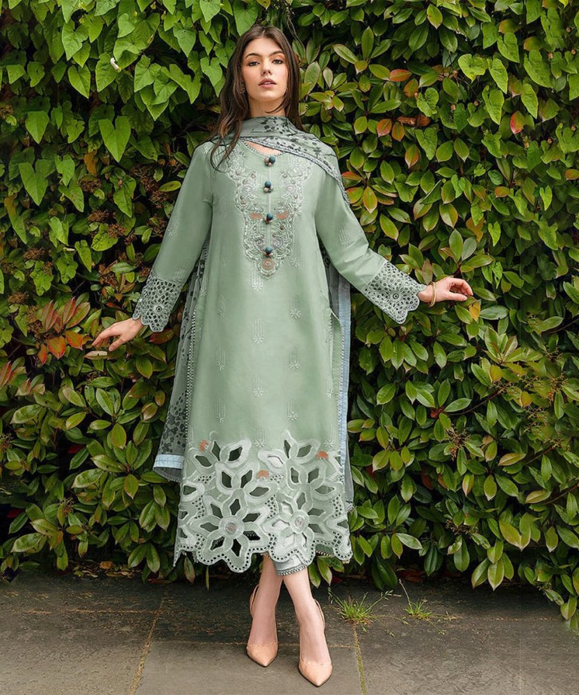 Lawn - 3PC Embroidered Shirt with Digital Printed Jacquard Dupatta - 5171 - Sapphire Studios