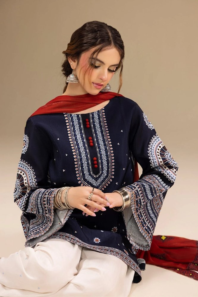 Lawn 3PC Embroidered Shirt with Digital Printed Jacquard Dupatta - 5214 - Sapphire Studios