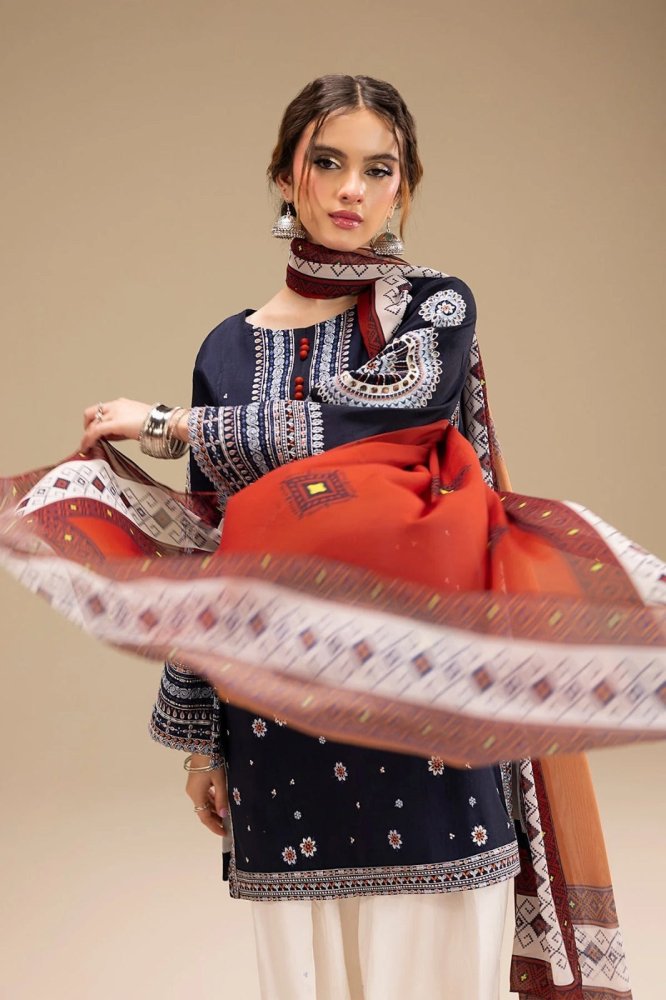 Lawn 3PC Embroidered Shirt with Digital Printed Jacquard Dupatta - 5214 - Sapphire Studios
