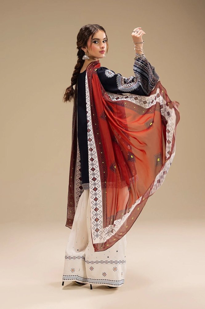 Lawn 3PC Embroidered Shirt with Digital Printed Jacquard Dupatta - 5214 - Sapphire Studios
