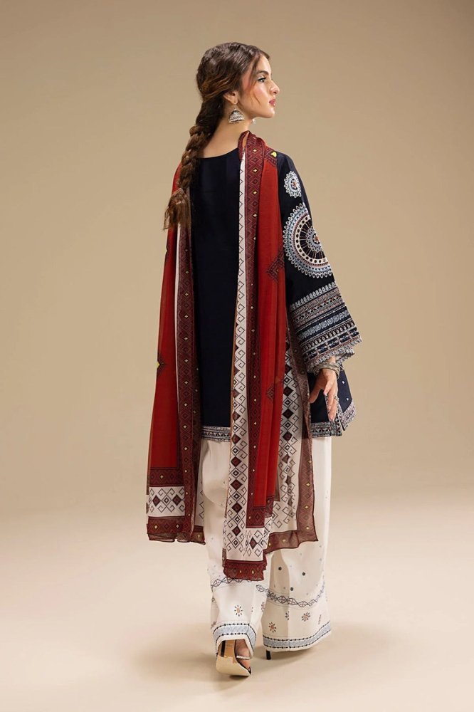 Lawn 3PC Embroidered Shirt with Digital Printed Jacquard Dupatta - 5214 - Sapphire Studios