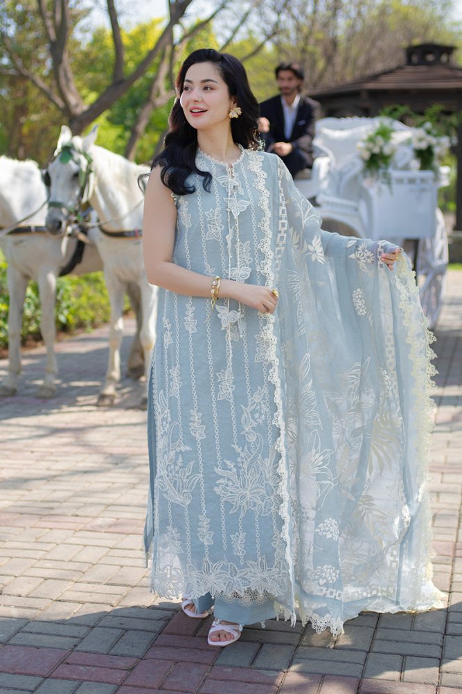 Lawn - 3PC Embroidered Shirt With Digital Printed Jacquard Dupatta - 5309 - Sapphire Studios