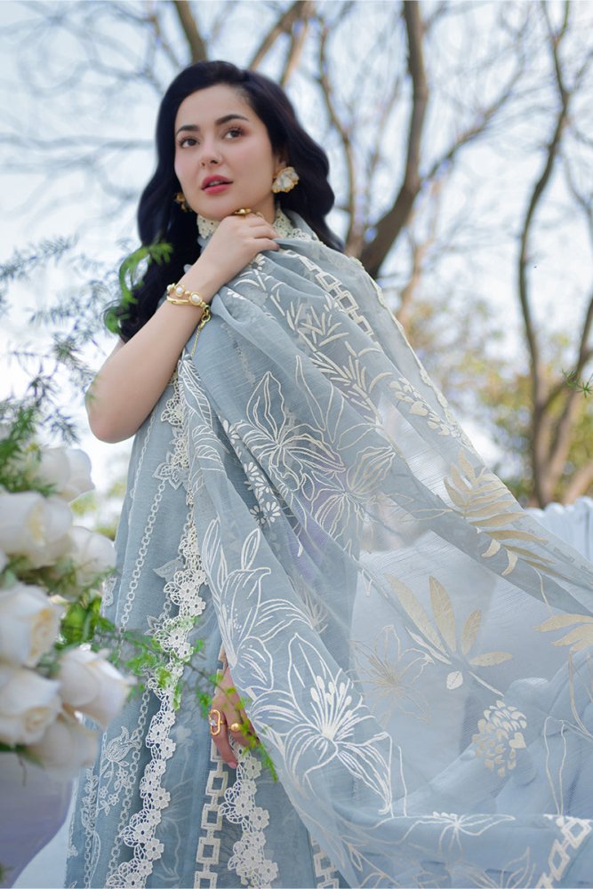 Lawn - 3PC Embroidered Shirt With Digital Printed Jacquard Dupatta - 5309 - Sapphire Studios