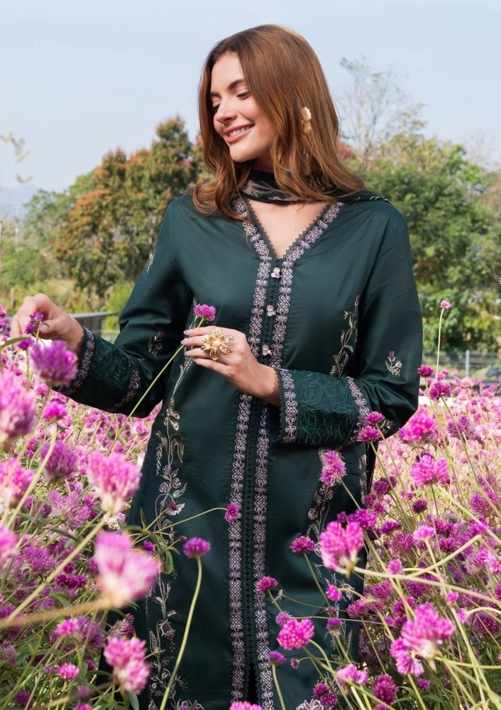 Lawn - 3PC Embroidered Shirt With Digital Printed Jacquard Dupatta - 5330 - Sapphire Studios