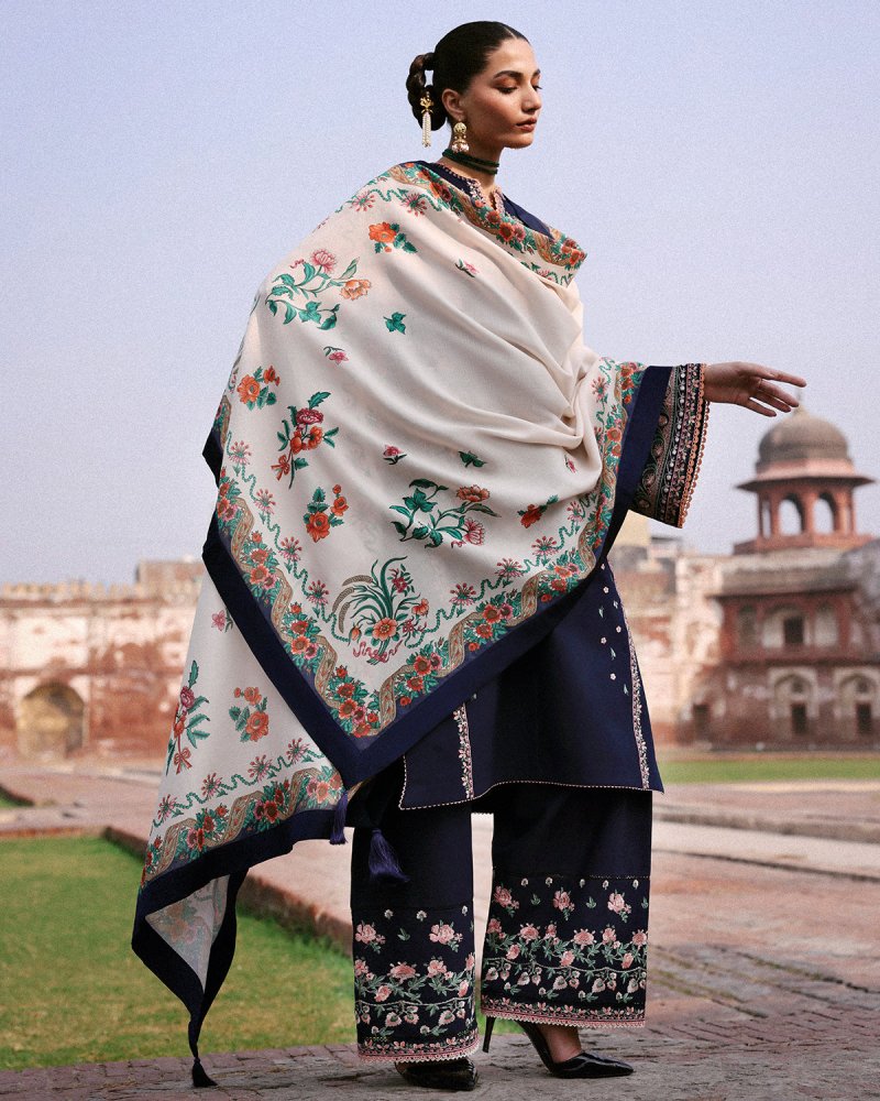 Lawn - 3PC Embroidered Shirt With Digital Printed Jauqard Dupatta - 5077 - Sapphire Studios