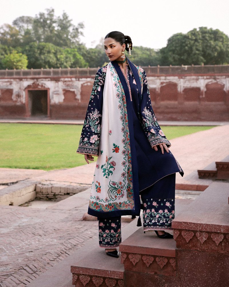 Lawn - 3PC Embroidered Shirt With Digital Printed Jauqard Dupatta - 5077 - Sapphire Studios