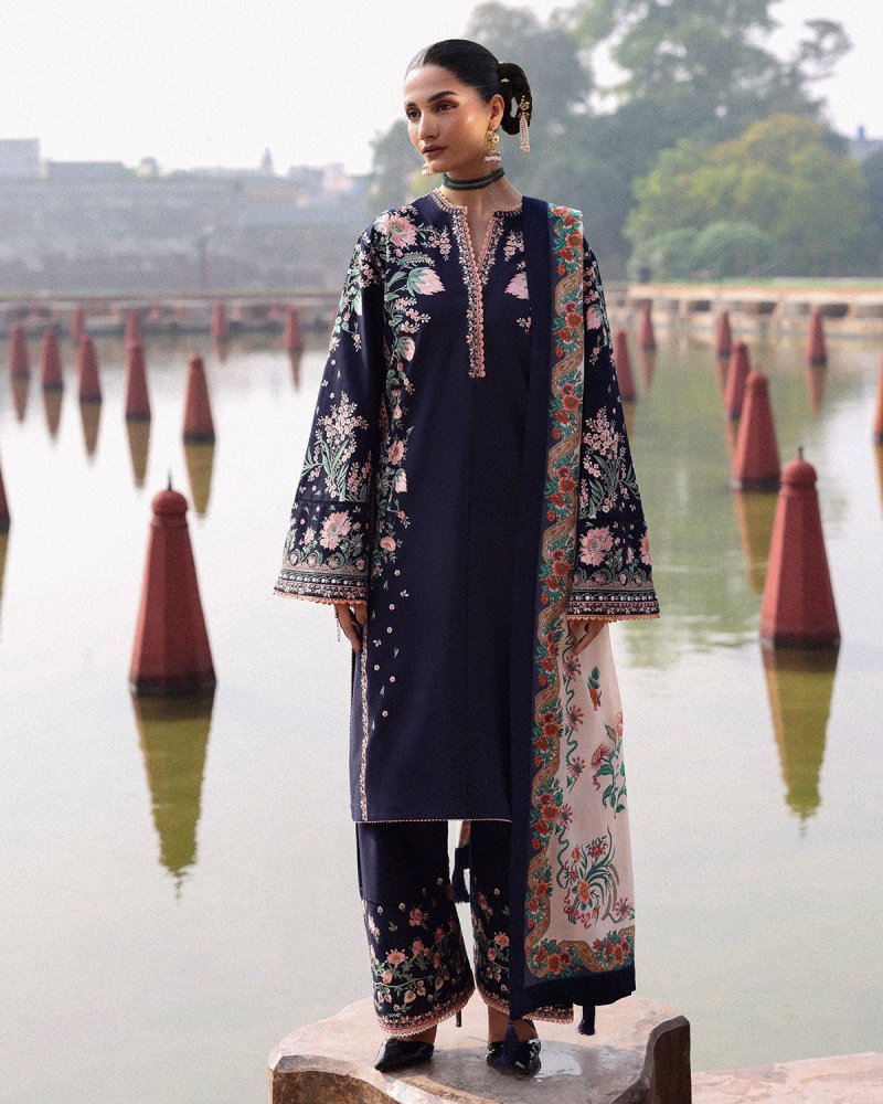Lawn - 3PC Embroidered Shirt With Digital Printed Jauqard Dupatta - 5077 - Sapphire Studios