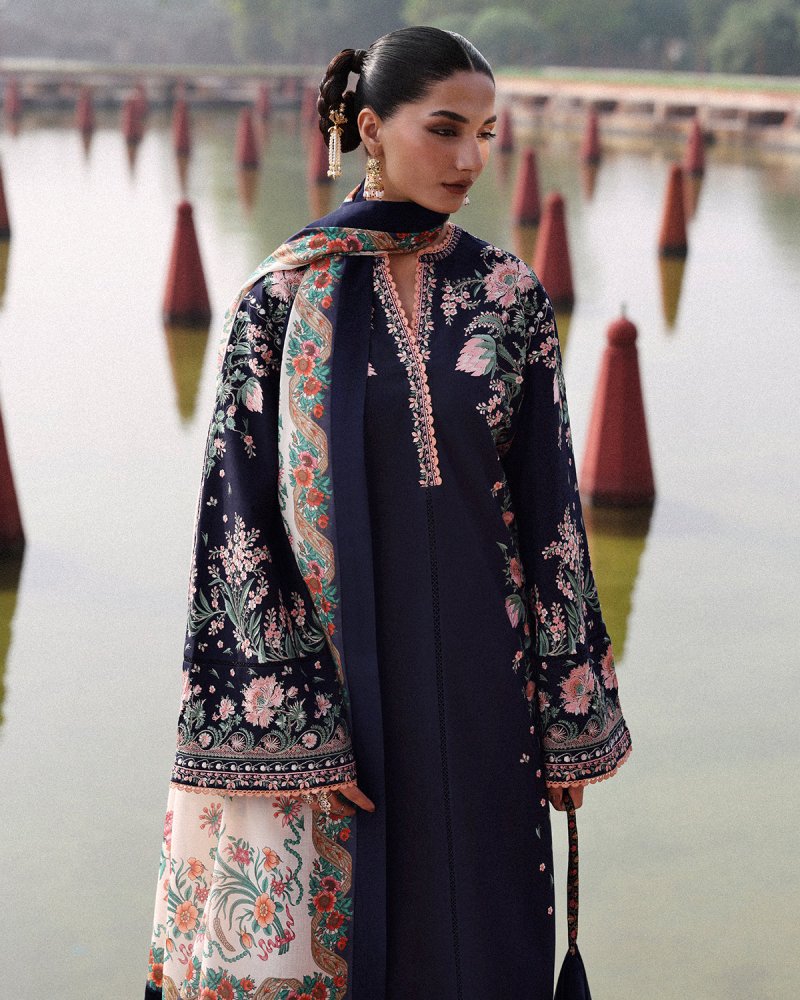 Lawn - 3PC Embroidered Shirt With Digital Printed Jauqard Dupatta - 5077 - Sapphire Studios