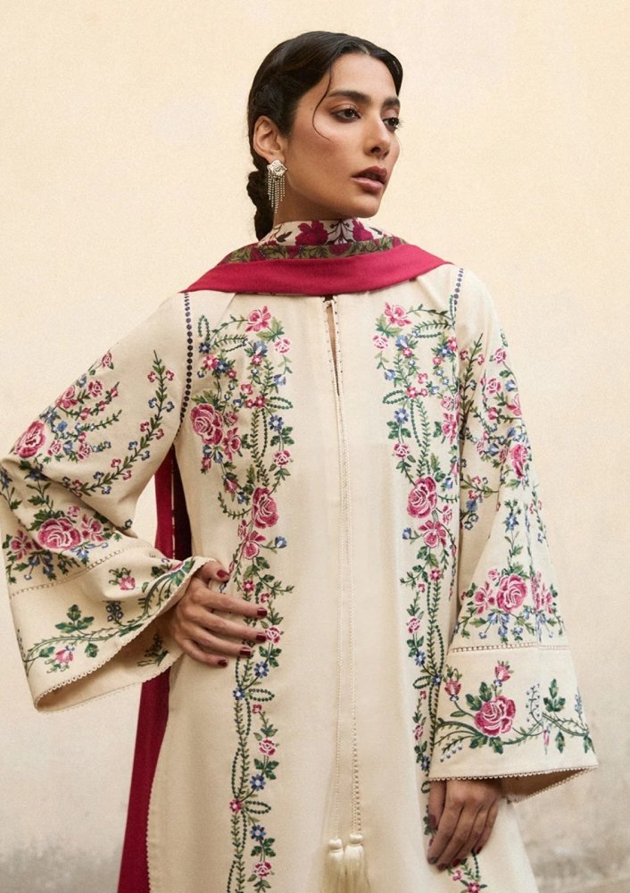 Lawn - 3PC Embroidered Shirt With Digital Printed Jauqard Dupatta - 5097 - Sapphire Studios
