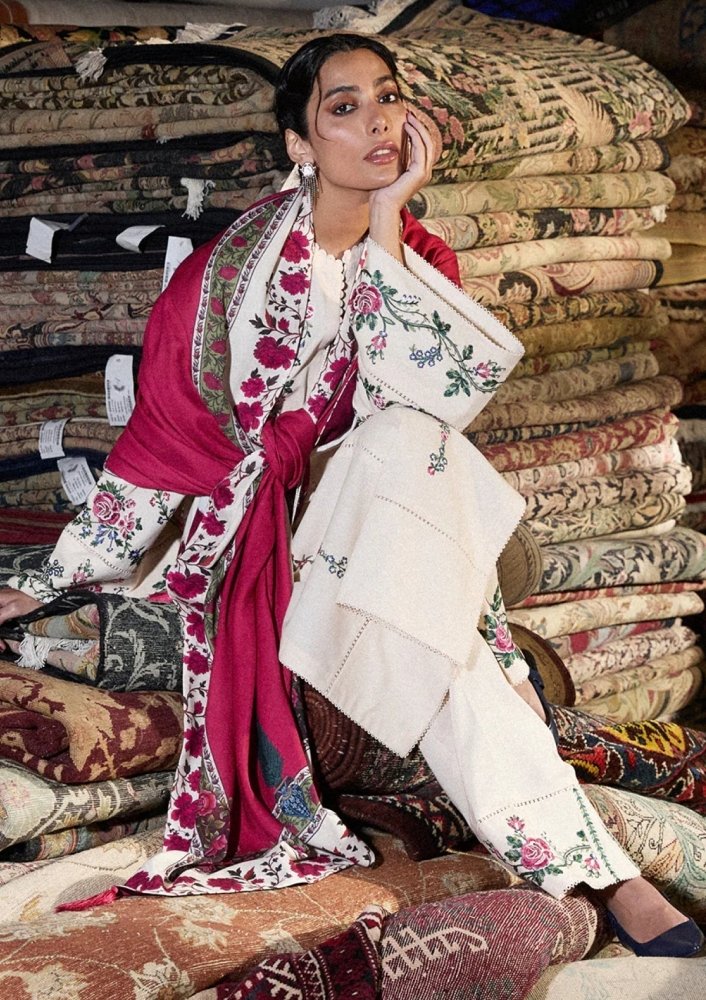 Lawn - 3PC Embroidered Shirt With Digital Printed Jauqard Dupatta - 5097 - Sapphire Studios