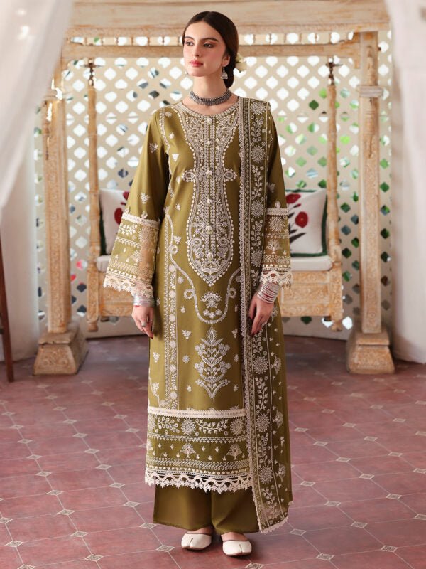 Lawn - 3PC Embroidered Shirt With Khadi Net Embroidered Dupatta - 5211 - Sapphire Studios