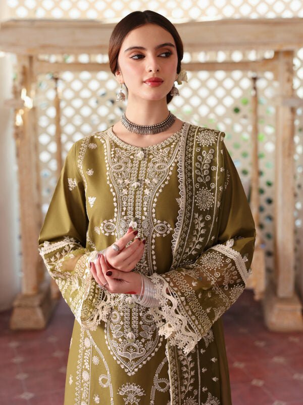 Lawn - 3PC Embroidered Shirt With Khadi Net Embroidered Dupatta - 5211 - Sapphire Studios