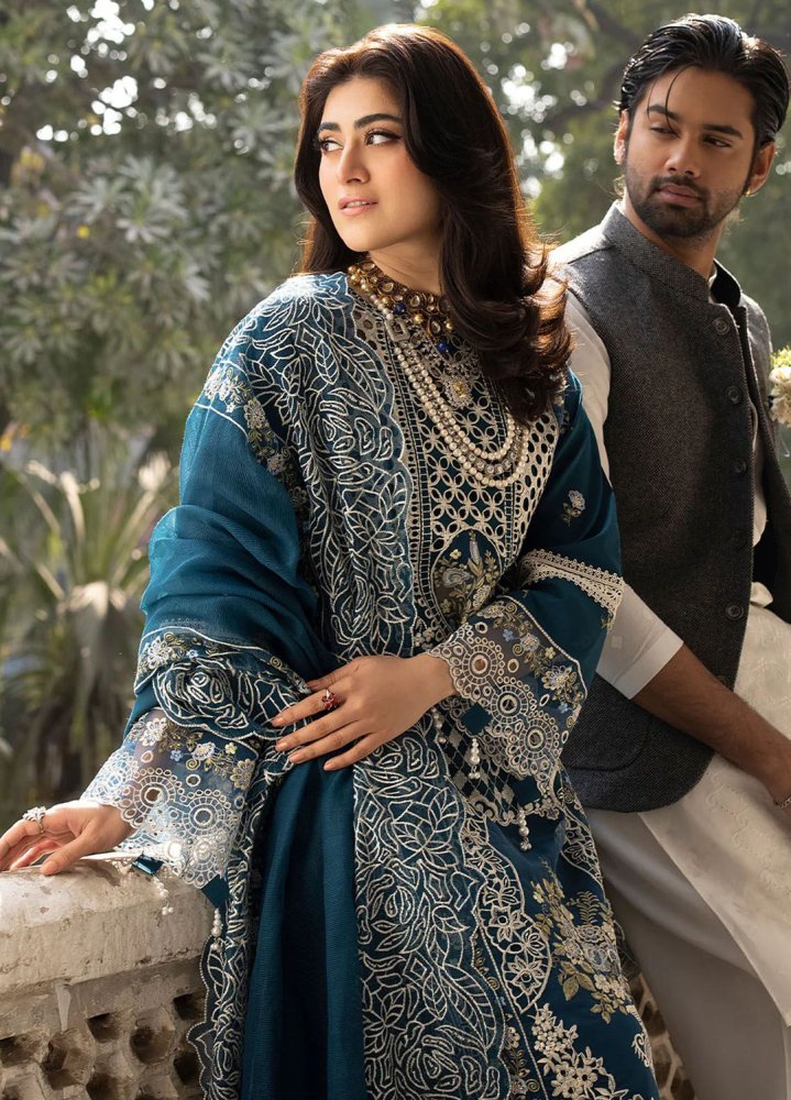 Lawn - 3PC Embroidered Shirt With Khadi Net Embroidered Dupatta - 5218 - Sapphire Studios