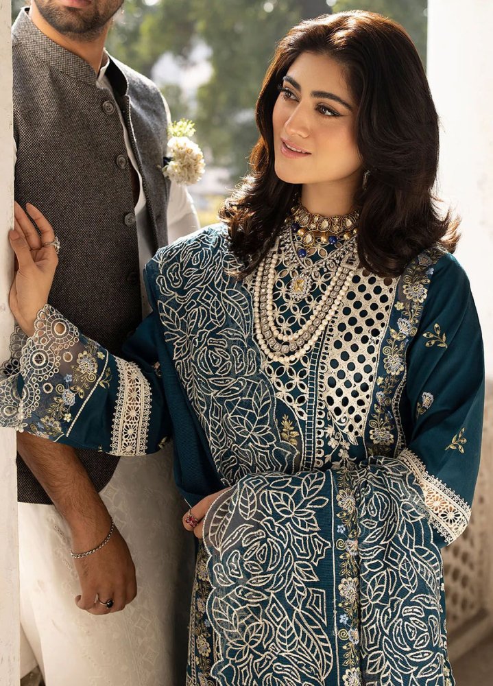Lawn - 3PC Embroidered Shirt With Khadi Net Embroidered Dupatta - 5218 - Sapphire Studios