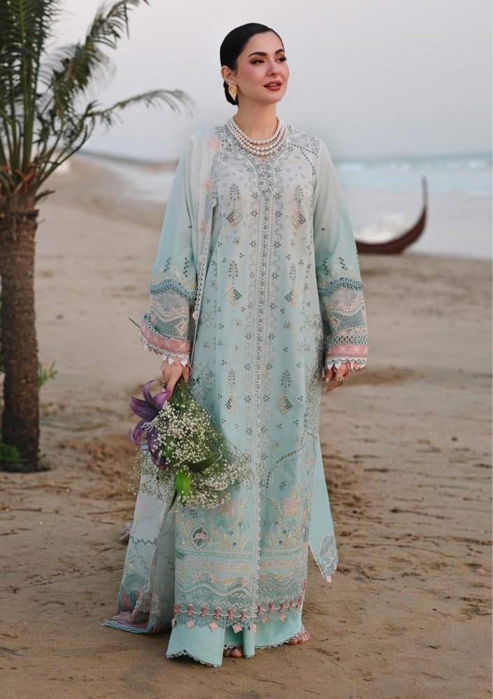 Lawn - 3PC Embroidered Shirt With Khadi Net Embroidered Dupatta - 5220 - Sapphire Studios