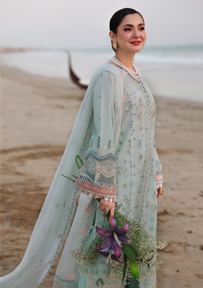Lawn - 3PC Embroidered Shirt With Khadi Net Embroidered Dupatta - 5220 - Sapphire Studios