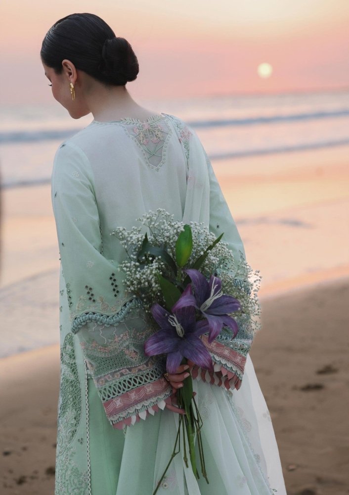 Lawn - 3PC Embroidered Shirt With Khadi Net Embroidered Dupatta - 5220 - Sapphire Studios
