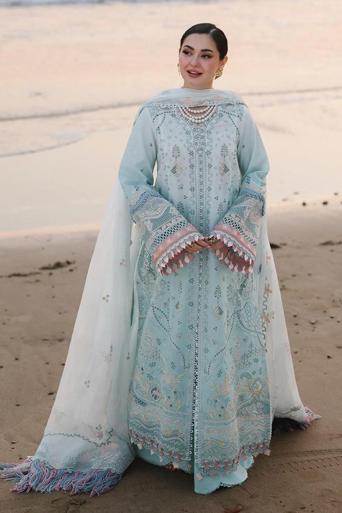 Lawn - 3PC Embroidered Shirt With Khadi Net Embroidered Dupatta - 5220 - Sapphire Studios