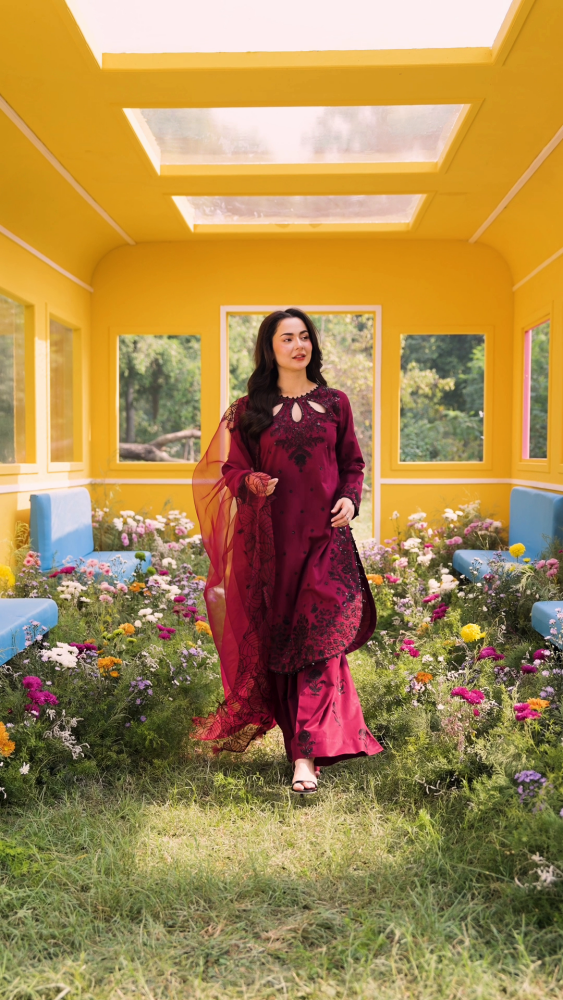 Lawn - 3PC Embroidered Shirt With Khadi Net Embroidered Dupatta - 5273 - Sapphire Studios