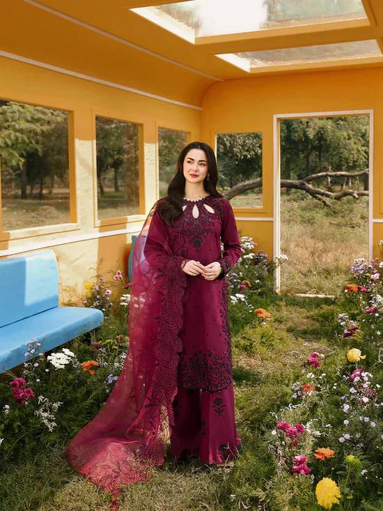 Lawn - 3PC Embroidered Shirt With Khadi Net Embroidered Dupatta - 5273 - Sapphire Studios